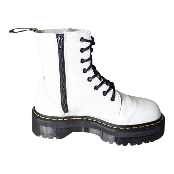 DR. MARTENS Jadon White Smooth Leather Combat Boot Size M9/W10 - Picture 7 of 13
